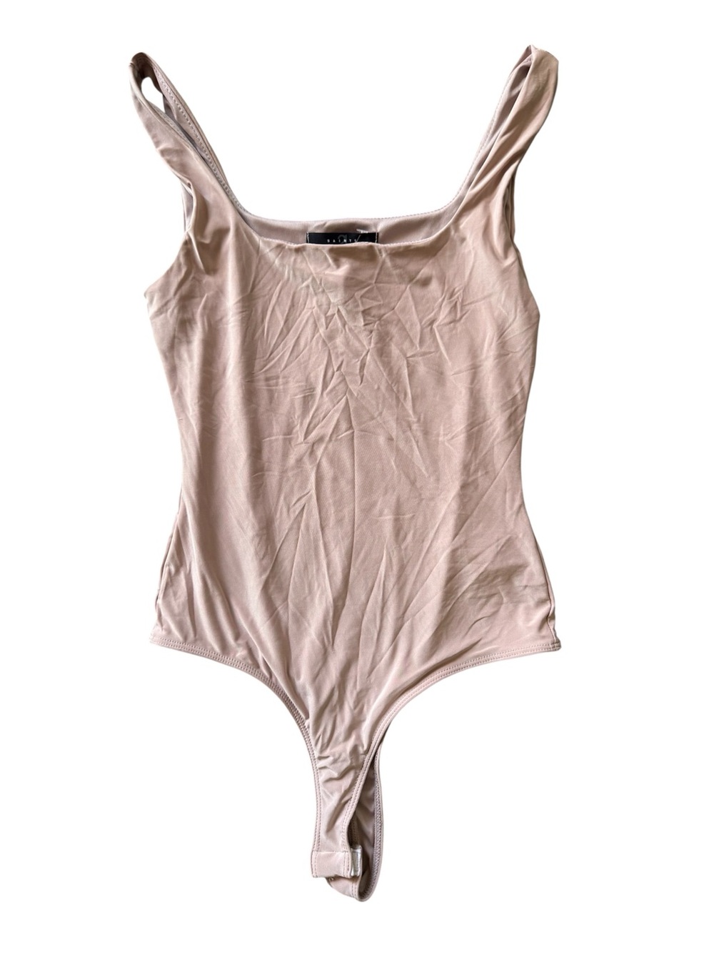 Women's Nude Scoop Neck Snap Spandex Bodysuit